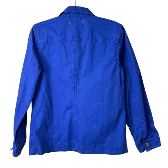 Alex Mill Herringbone Distressed Jacket Worker Chore Electric Blue Men Size S - Picture 2 of 13